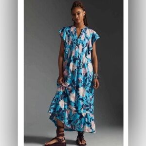 Anthropologie Blue Floral Maeve Cassandra dress
Size XL (Generous fit) VGUC